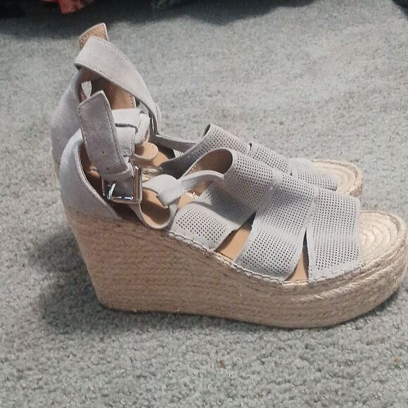 Marc Fisher Mladore Perforated Leather Espadrille Wedge Sandals Size 11 NWT - Picture 5 of 10